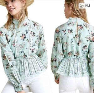 Hemant & Nandita Green Floral Lace Blouse